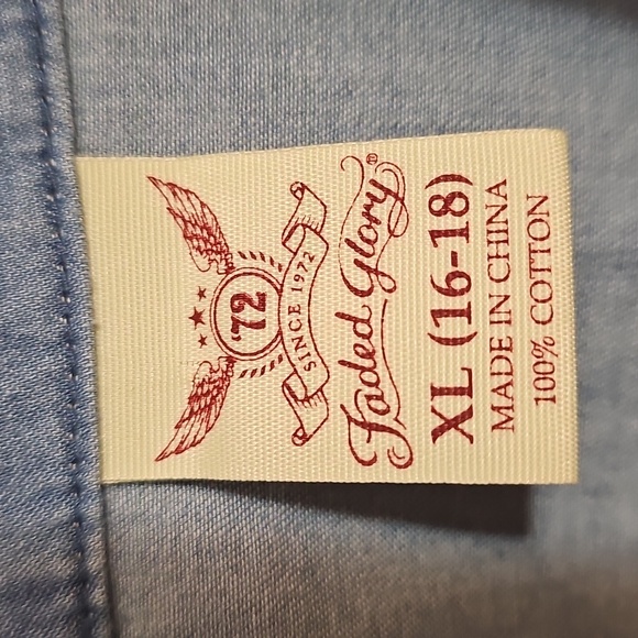 Denim Vest Cinched Waist Cargo Pockets Faded Glory Size XL 16-18 - Picture 2 of 3